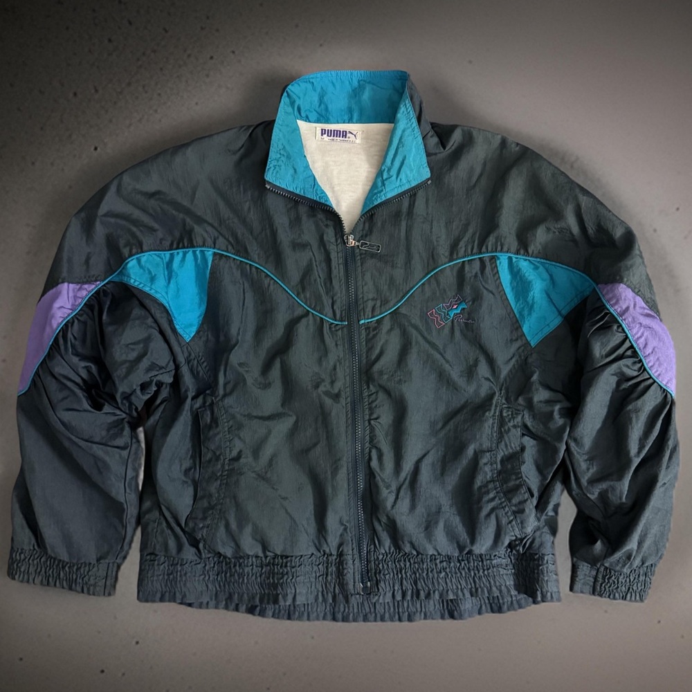 Puma Windbreaker Track Jacket Men’s Medium Colorblock 100% Nylon Vtg 89s 90s - Picture 1 of 8